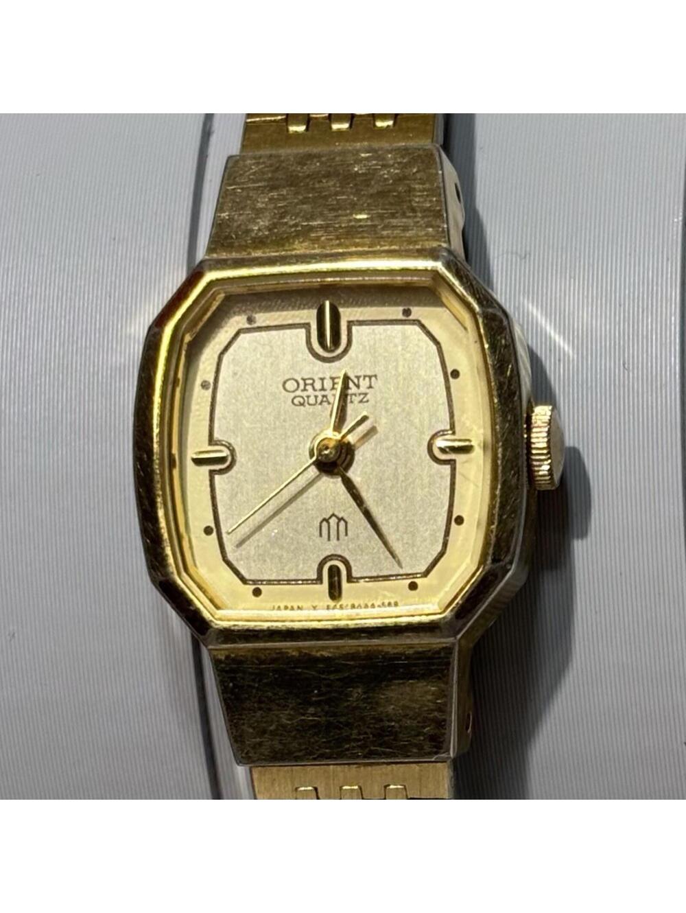 Vintage Orient Quartz Ladies Gold‎ Tone Tank Octagon Watch Runs Japan